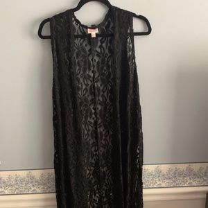 LuLaRoe Lace Sarah Vest - Solid Black